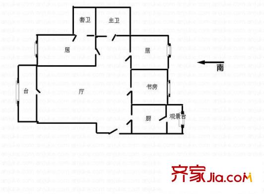 金達(dá)園戶型圖戶型圖 3室2廳2衛(wèi)1廚