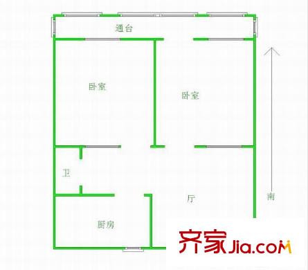 集平里戶型圖戶型圖 2室1廳1衛(wèi)1廚