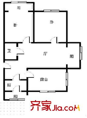 星瀾園戶型圖戶型圖 2室2廳1衛(wèi)1廚