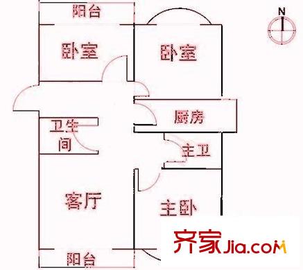 星瀾園戶型圖戶型圖 3室2廳2衛(wèi)1廚