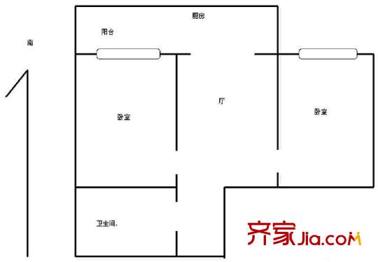 中山門南里戶型圖戶型圖 2室1廳1衛(wèi)1廚