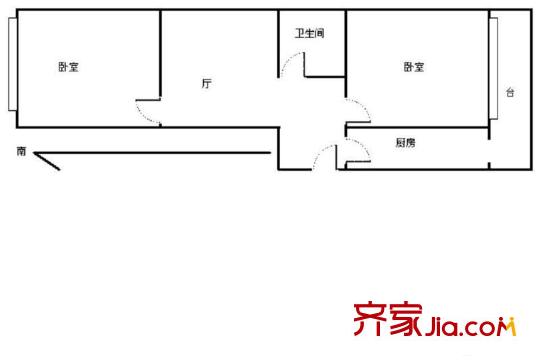中山門南里戶型圖戶型圖 2室1廳1衛(wèi)1廚