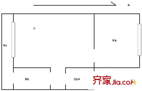 中山門南里戶型圖戶型圖 1室1廳1衛(wèi)1廚