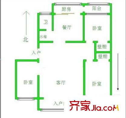 銀行樓 3室 戶(hù)型圖