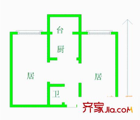 金泉里戶型圖戶型圖 2室1廳1衛(wèi)1廚