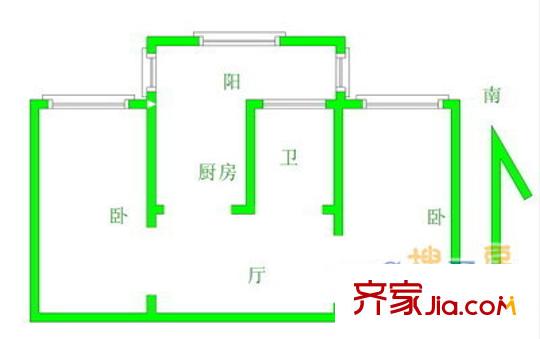 濱海龍都戶型圖戶型圖 2室1廳1衛(wèi)1廚