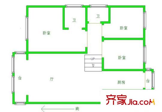 濱海龍都戶型圖戶型圖 3室2廳2衛(wèi)1廚