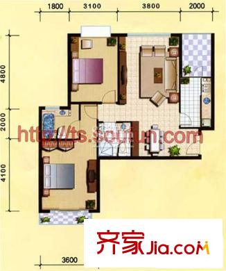 逸翠園戶型圖戶型圖 2室2廳2衛(wèi)1廚