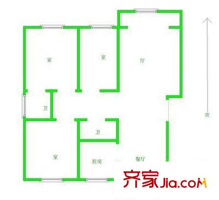 惠森花園戶型圖戶型圖 3室2廳2衛(wèi)1廚