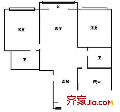 惠森花園戶型圖戶型圖 3室1廳2衛(wèi)1廚