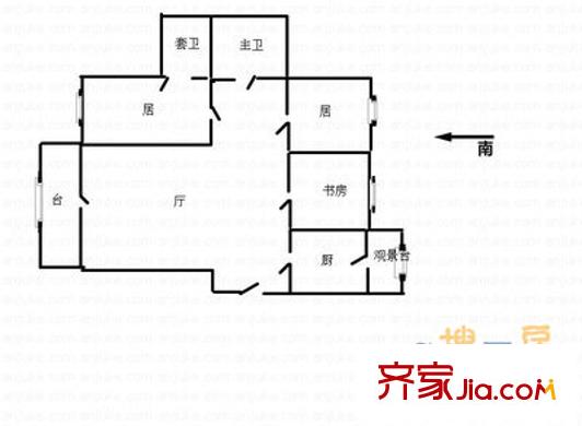 敬重里戶型圖戶型圖 3室1廳1衛(wèi)1廚