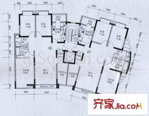 泰達(dá)時代戶型圖B1 3室2廳2衛(wèi)