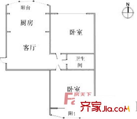 學(xué)湖里戶型圖戶型圖 2室1廳1衛(wèi)1廚