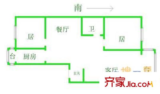 誼城公寓戶型圖戶型圖 2室1廳1衛(wèi)1廚