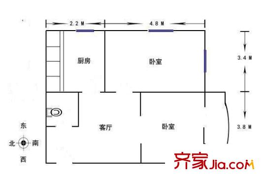 誼城公寓戶型圖 戶型圖 2室1廳1衛(wèi)1廚