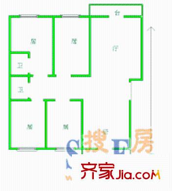 華納豪園戶型圖戶型圖  4室2廳2衛(wèi)1廚