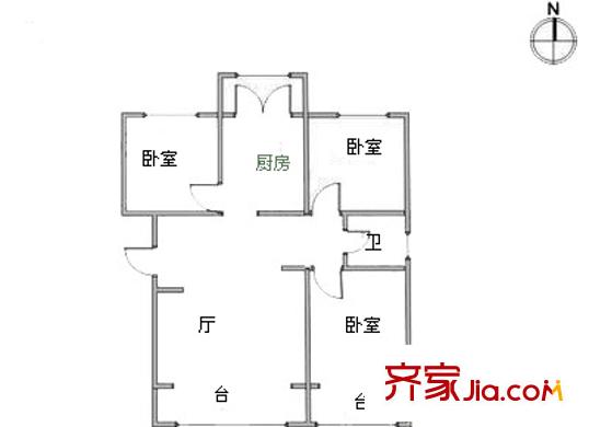 居華里戶型圖戶型圖 3室1廳1衛(wèi)1廚