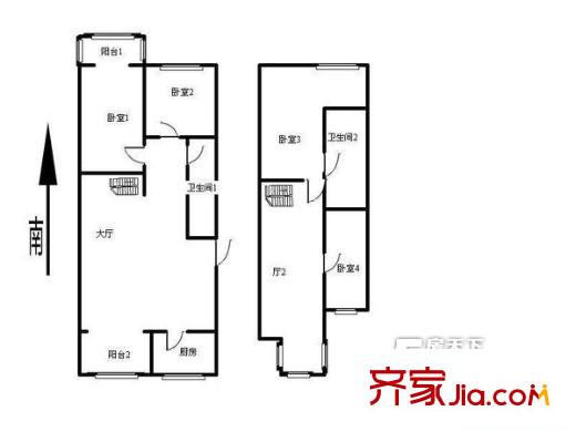 居華里戶型圖戶型圖 4室2廳2衛(wèi)1廚