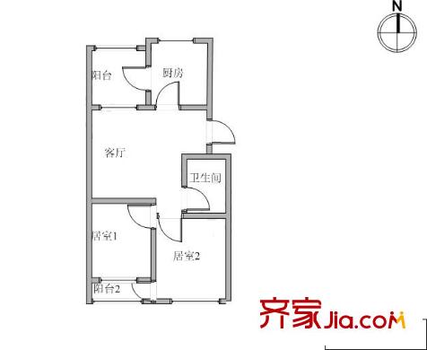 居華里戶型圖戶型圖 2室1廳1衛(wèi)1廚