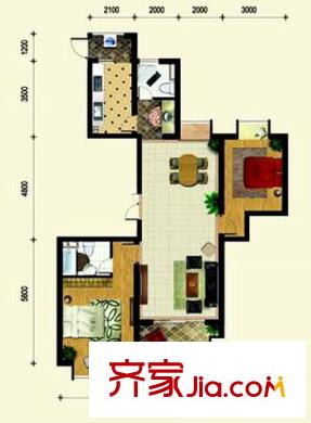 壹街區(qū)戶型圖四期8號(hào)樓2門標(biāo)準(zhǔn)層戶型 2室2廳2衛(wèi)1廚
