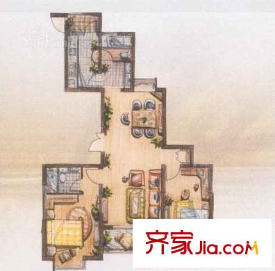 壹街區(qū)戶型圖6號2門02室 2室2廳2衛(wèi)