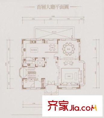 西康路36號(hào)別墅戶型圖B-NO.25首層平面圖 4室2廳3衛(wèi)