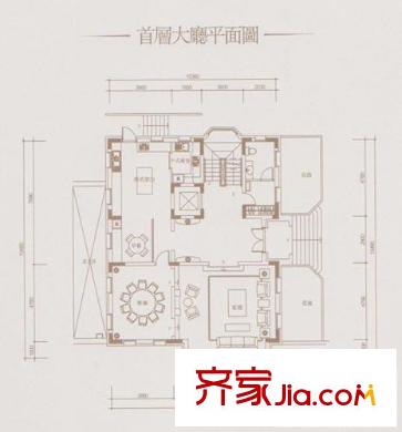 西康路36號(hào)別墅戶型圖B-NO.33,35-40首層平面圖 4室2廳3衛(wèi)