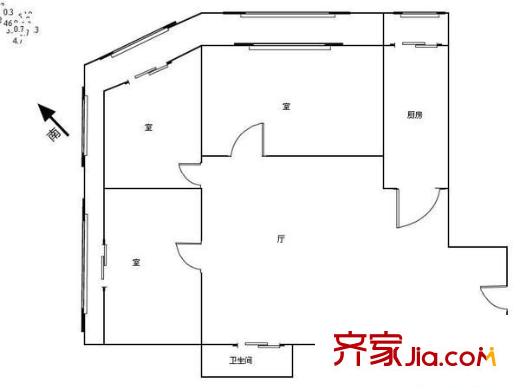 萬榮公寓戶型圖戶型圖 3室1廳1衛(wèi)1廚
