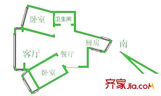 隆鵬公寓戶型圖戶型圖 2室2廳1衛(wèi)1廚