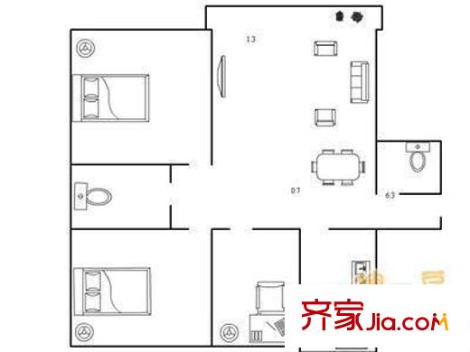 淦江東里戶型圖戶型圖 3室2廳2衛(wèi)1廚