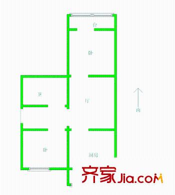 利德公寓戶型圖 戶型圖 2室1廳1衛(wèi)1廚