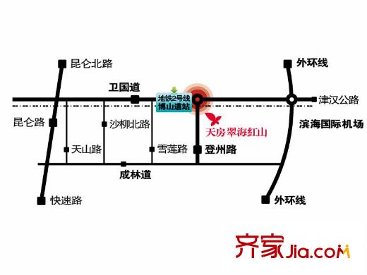 天房翠海紅山交通圖區(qū)位圖