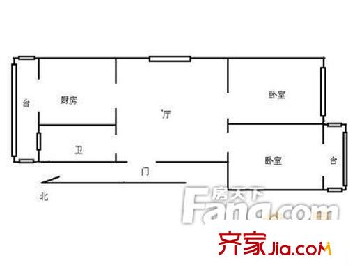 云居里戶型圖戶型圖 2室1廳1衛(wèi)1廚