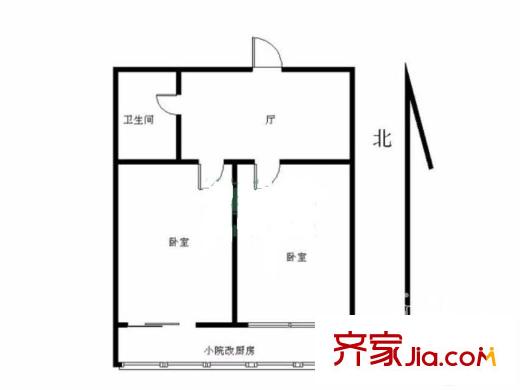 鶴園北里 2室 戶型圖