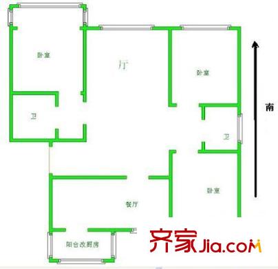 鴻泰花園 3室 戶型圖