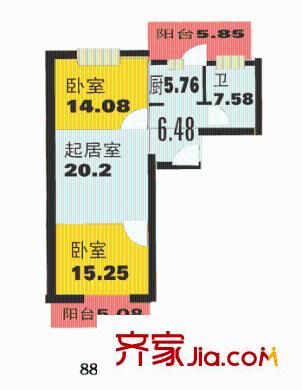 佳園新里戶型圖2室