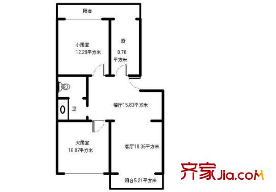 金康園戶型圖戶型圖 2室1廳1衛(wèi)1廚