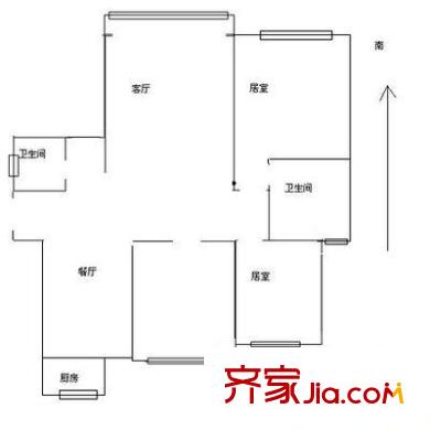 久福園戶型圖戶型圖 2室2廳2衛(wèi)1廚