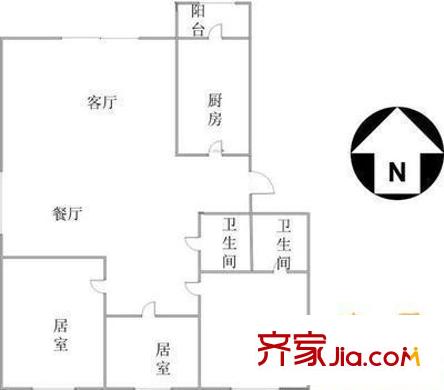翰林園戶型圖戶型圖 3室2廳2衛(wèi)1廚