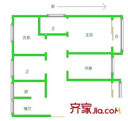青海園戶(hù)型圖戶(hù)型圖 3室1廳1衛(wèi)1廚