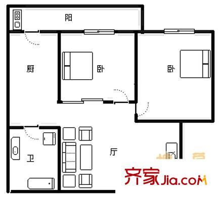 會(huì)澤園戶型圖戶型圖 2室1廳1衛(wèi)1廚
