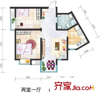 隆盛樂活源戶型圖高層標(biāo)準(zhǔn)層A2戶型圖 2室1廳1衛(wèi)1廚