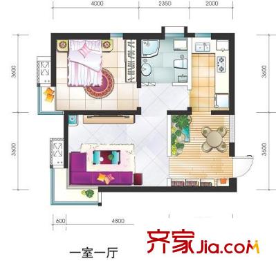隆盛樂活源戶型圖高層標(biāo)準(zhǔn)層A1戶型圖 1室1廳1衛(wèi)1廚