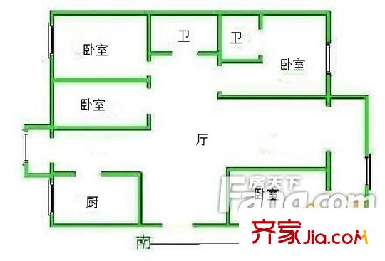 楓景園戶型圖戶型圖 4室2廳2衛(wèi)1廚