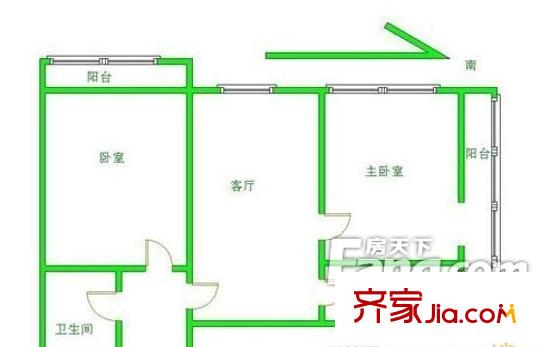 77號(hào)小區(qū)戶型圖鋼北樓 2室1廳1衛(wèi)1廚