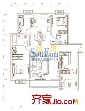 文苑鳳凰城戶型圖2號樓D5 4室2廳2衛(wèi)1廚