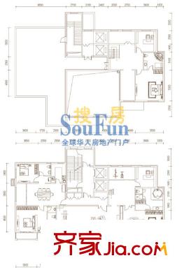 文苑鳳凰城戶型圖2號樓B5躍層 3室2廳1衛(wèi)1廚