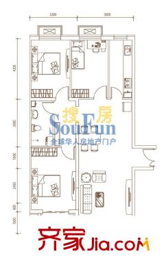 文苑鳳凰城戶型圖1號樓A5’ 3室2廳1衛(wèi)1廚