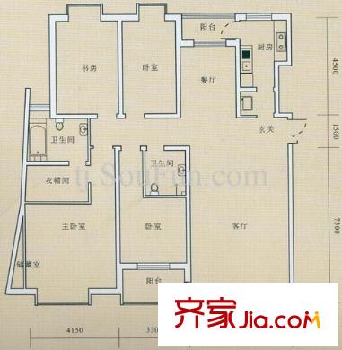 天江格調(diào)花園戶(hù)型圖戶(hù)型圖 4室2廳2衛(wèi)