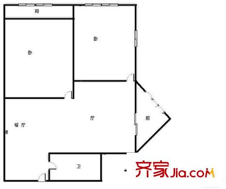 聚安西園戶型圖戶型圖 2室1廳1衛(wèi)1廚
